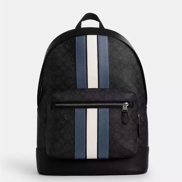 100% Authentic Coach Men's West Backpack with Varsity Stripe